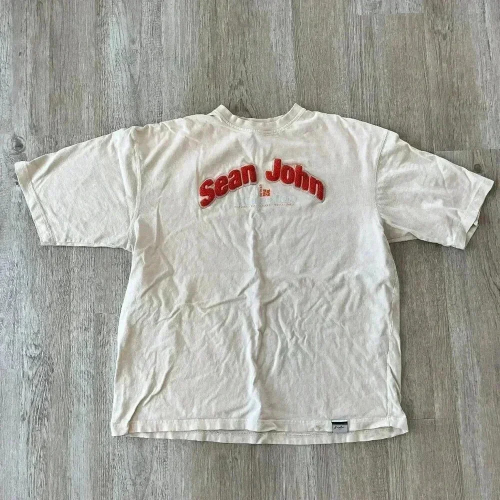 Mens Sean John Cream Y2K Tshirt - XL
